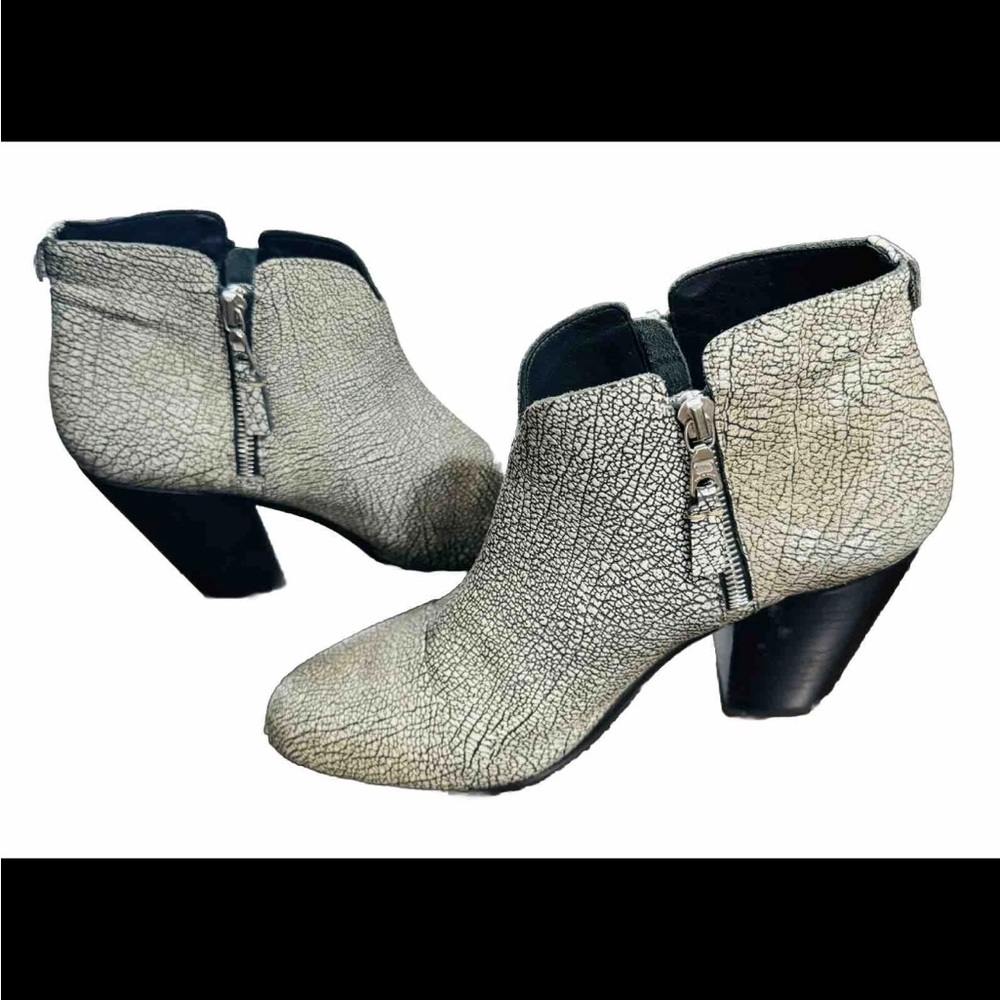 Rag & Bone leather ankle boots with a silver crackle finish 37.5 BNWOB